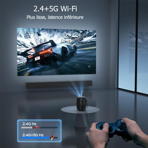 Mini vidéo projecteur Lisowod HD 4K, idéal pour cinéphiles et gamers.