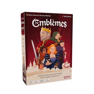 Jeu de cartes Emblèmes par Savana, amusant et accessible, idéal pour familles et amis, bluff et stratégie, cadeau parfait, dès 10 ans.