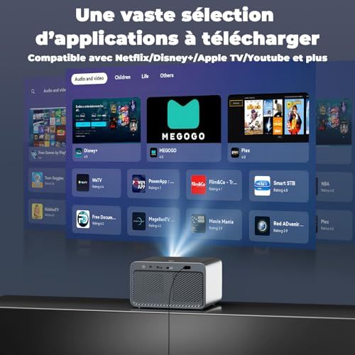 Vidéoprojecteur portable Lisowod, image 4K, son Dolby, streaming illimité, léger, idéal cinéphiles, salles de cinéma personnelles, cadeaux high-tech, connexion Bluetooth.