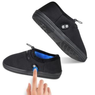 Chaussons chauffants confortables avec mousse à mémoire de forme, semelle antidérapante et réglage de chaleur personnalisé, parfait cadeau d'hiver.