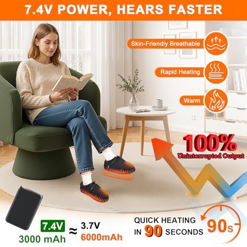 Chaussons chauffants confortables avec mousse à mémoire de forme, semelle antidérapante et réglage de chaleur personnalisé, parfait cadeau d'hiver.