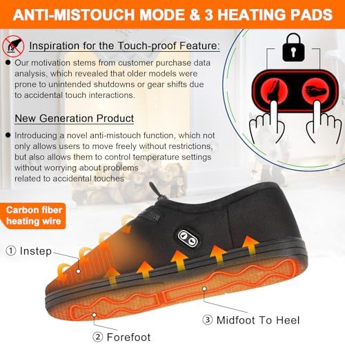 Chaussons chauffants confortables avec mousse à mémoire de forme, semelle antidérapante et réglage de chaleur personnalisé, parfait cadeau d'hiver.