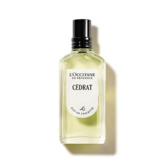 Eau de Toilette Cap Cédrat L'Occitane, parfum agrumes et bois chaud, fraîcheur méditerranéenne, cadeau pour homme moderne, robustesse, énergie, aventure olfactive.