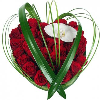 Coeur Deluxe roses et orchidée