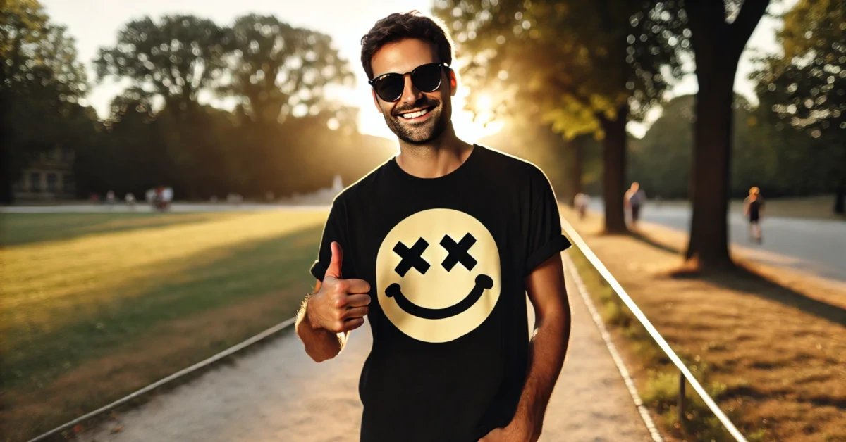 Homme en tee-shirt noir qui reçoit un cadeau