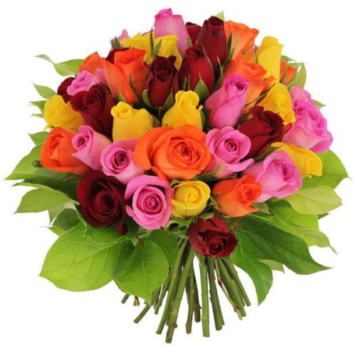 Bouquet de roses colorées, idéal pour envoyer une petite pensée ou faire parvenir vos remerciements.