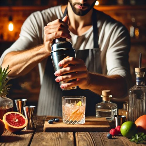 Image d'un atelier de cocktails et mixologie, idée cadeau unique pour découverte gustative et partage convivial en créant des boissons personnalisées.