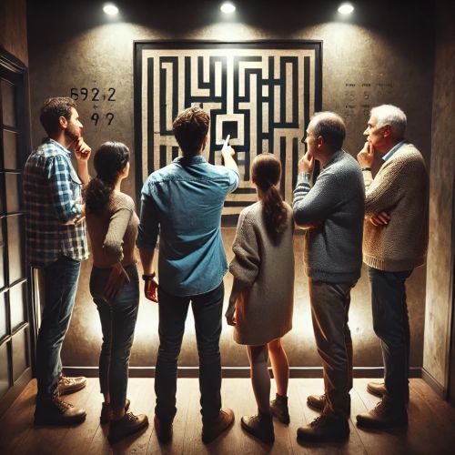 Participants résolvant des énigmes dans un Escape Game immersif