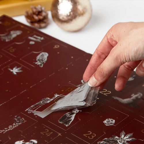 Calendrier de l'Avent thé bio 24 saveurs, coffret dégustation Noël, idée cadeau éco-responsable pour amateurs de thé.