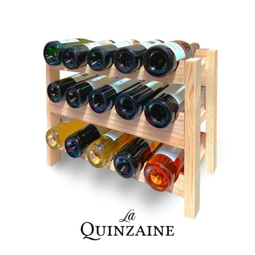 Casier en bois pour 15 bouteilles, personnalisable, cadeau idéal pour amateurs de vin, élégant, pratique et esthétique