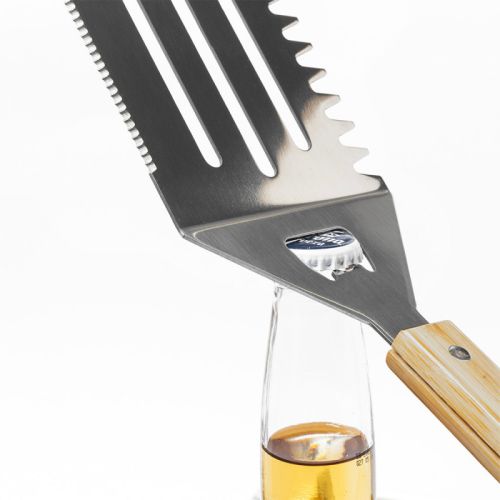 Mallette barbecue personnalisée en bambou avec accessoires inox
