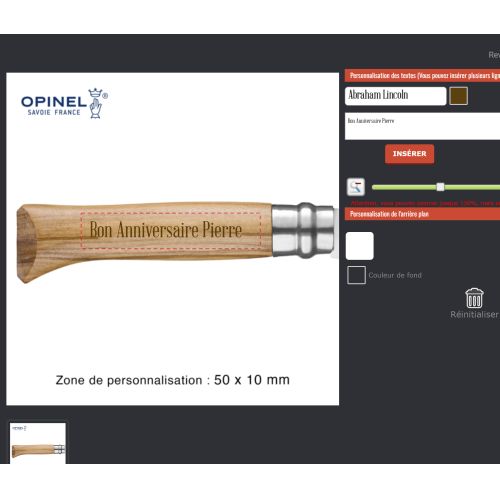 L'Opinel N°8 avec personnalisation