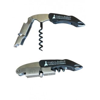 Tire-bouchon limonadier personnalisable pour amateur de vin, cadeau original et pratique avec gravure, décapsuleur intégré, parfait pour fêtes.