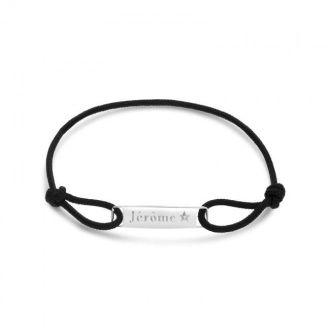 Bracelet personnalisé pour homme avec cordon ajustable et médaille en argent 925 gravable