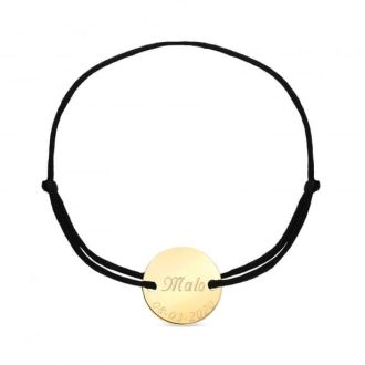 Bracelet cordon avec médaille plaqué or