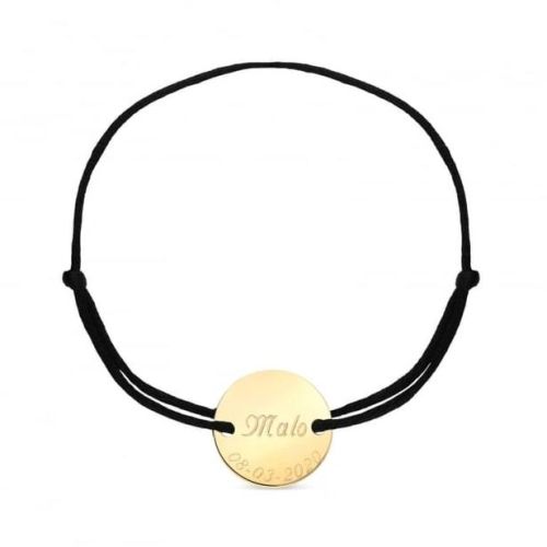 Bracelet cordon avec médaille plaqué or