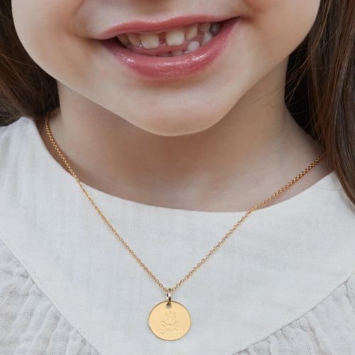 Collier de naissance personnalisé en plaqué or avec licorne et gravure de prénom pour cadeau enfant