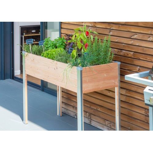 Potager rectangle surélevé durable pour balcon ou jardin avec matériaux écoresponsables et installation facile