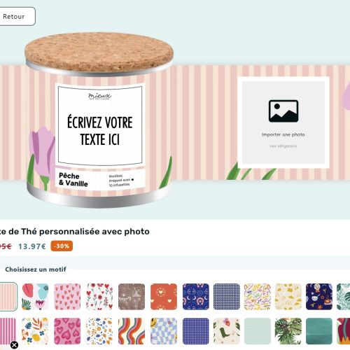 Coffret de thé personnalisé avec thés biologiques, message personnel et photo, idée cadeau unique pour amateurs de thé et moments mémorables.