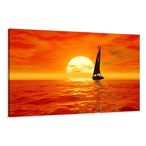 Tableau voilier coucher de soleil, art mural éclatant pour intérieur chaleureux