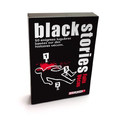 Jeu d'énigme Black Stories pour soirées enquête entre amis.