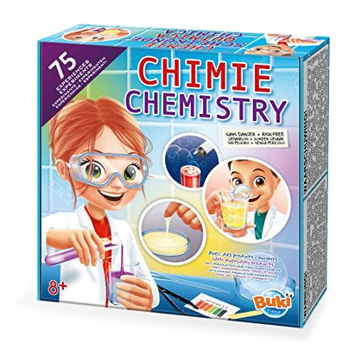 Idée cadeau : le labo de chimie Buki pour un garçon amateur de sciences de 8 ans.