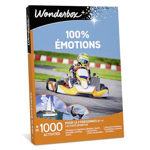 Coffret cadeau Wonderbox émotion avec activités variées et vol en montgolfière.