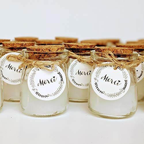 Bougies parfumées élégantes en pot de verre, cadeau souvenir mariage gratitude et sophistication