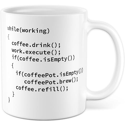 Mug humoristique avec boucle WHILE pour programmeurs