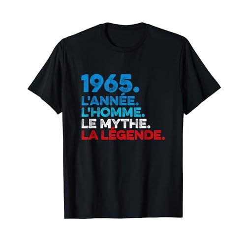 T-shirt vintage 1965, phrase L'année L'homme Le mythe La légende