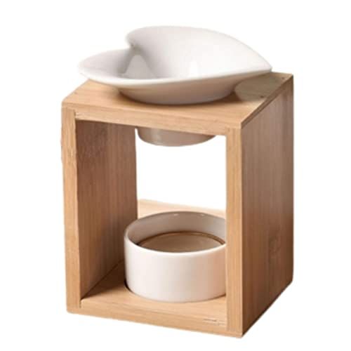 Brûle-parfum élégant en bois et céramique avec arômes