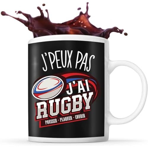 Mug rugby personnalisé Je peux pas, j'ai Rugby en céramique durable