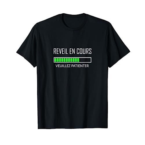 Tee-shirt geek humoristique avec message réveil en cours pour technophiles.