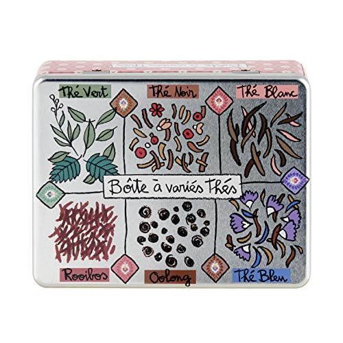 Boîte à thé colorée compartimentée pour un rangement ludique et élégant.