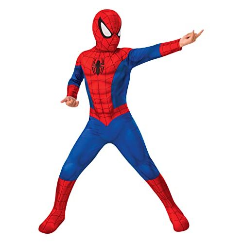 Enfant en costume de Spiderman avec lanceur de toiles réaliste