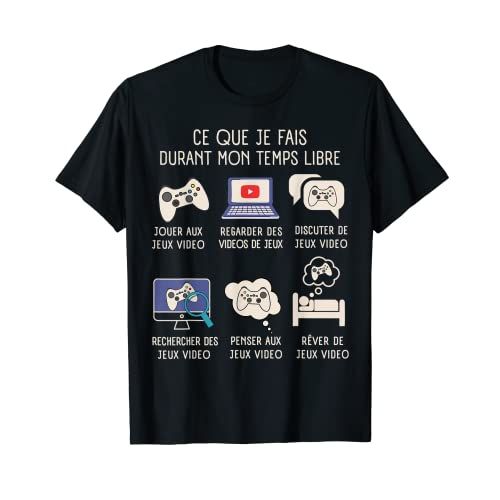 T-shirt gamer humoristique noir, tailles S-6XL, unisexe pour passionnés de jeux vidéo