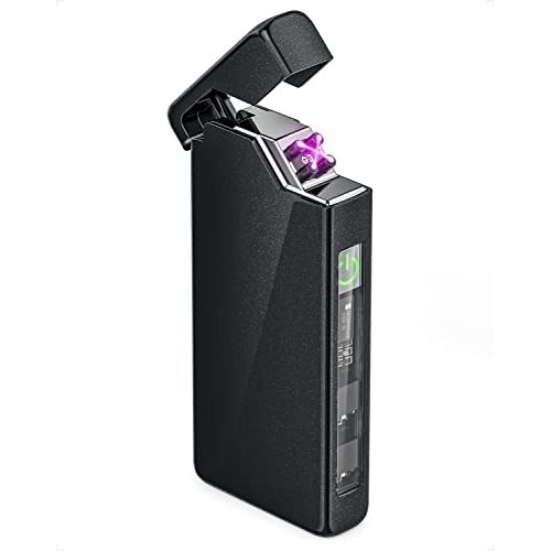 Briquet électrique élégant USB-C, idéal technologie et plein air, résistant au vent, cadeau moderne pour homme.