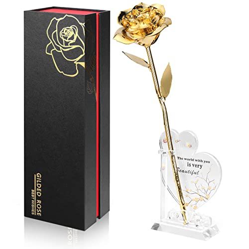 Rose plaquée or Ariceleo, symbole d'amour éternel, idéale pour un cadeau inoubliable à votre mère.