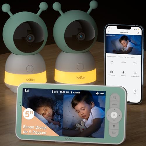 Babyphone haute technologie avec écran divisé, vidéo FHD 2K pour surveillance optimale des enfants en direct