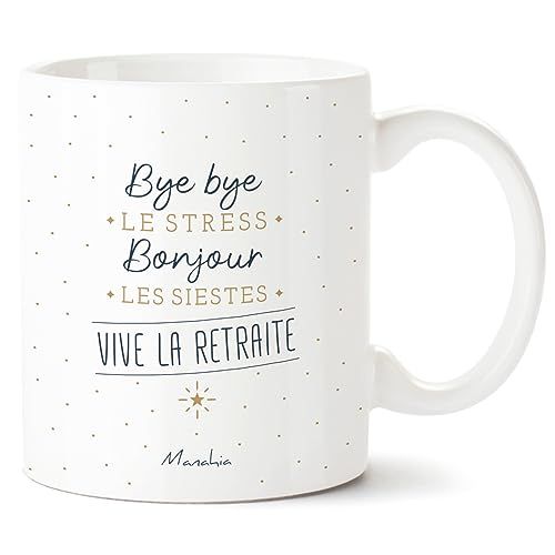 Mug retraite humoristique avec inscription motivante pour détente