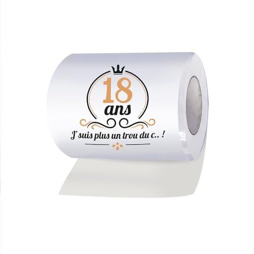 Rouleau de papier toilette 18 ans humoristique - idée cadeau originale pour fêter les 18 ans