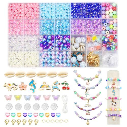 Coffret de perles créatif pour enfants avec plus de 700 perles et accessoires colorés