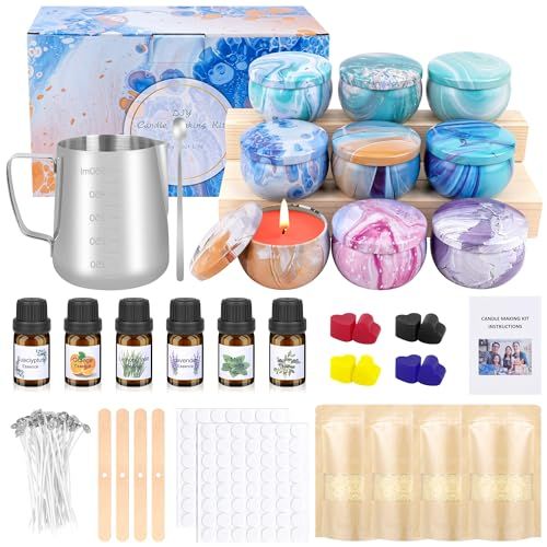 Kit DIY bougies parfumées fait-maison avec huiles essentielles pour ambiance relaxante.