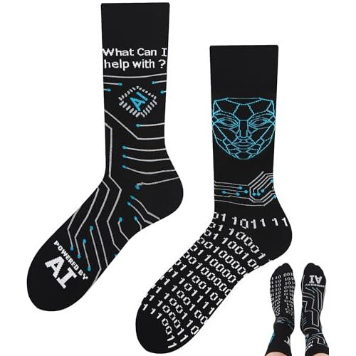 Chaussettes geek motif code IA, cadeau amusant fans technologies, idée originale.