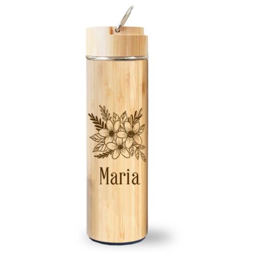 Bouteille en bambou personnalisable, cadeau élégant et éco-responsable pour exprimer gratitude durablement.