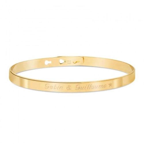 Bracelet plaqué or personnalisable avec gravure et pochette suédine cadeau.